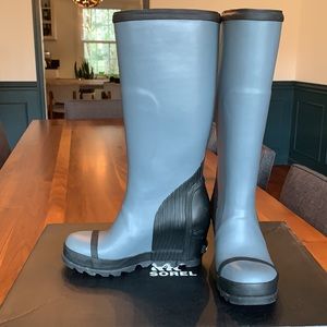 Sorel Rain Wedge Tall Boot Graphite/Black w/box
